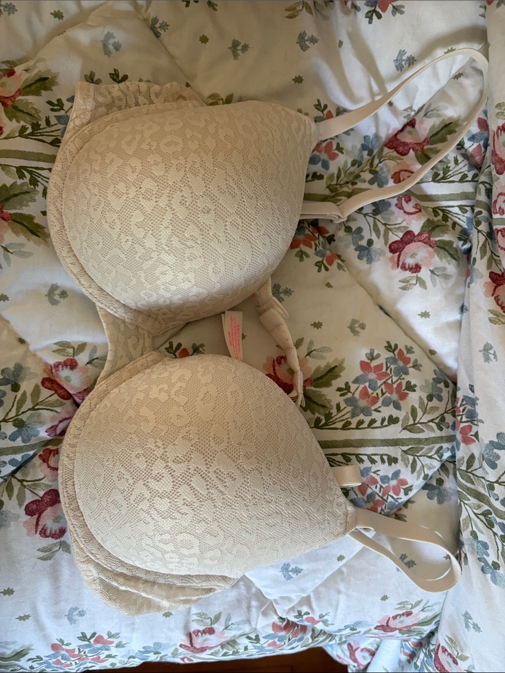 PINK Victoria's Secret Beige Lace T-Shirt Bra